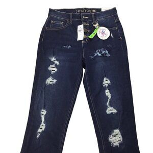Justice Denim Jeans NWT High Rise Jegging Size 16 Repreve Distressed Dark Wash